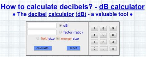 Decibel calculator – Capteur photoélectrique