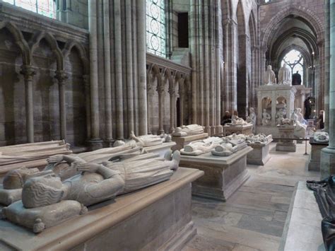 Basilica of St. Denis, Paris. View of some of the many tombs of French ...