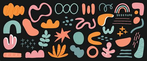 Minimalist abstract art shapes vector collection. Set of doodle elements, hand drawn organic ...