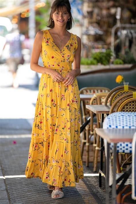 Yellow Boho Romantic Maxi Dress, Urban Summer Dress, Resort Vacation Dress for Women, carrie ...