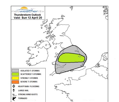 THUNDERSTORM OUTLOOK - SUN 12TH APRIL 2020