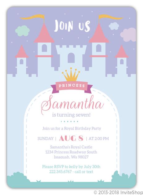 Magical Princess Castle Birthday Invitation | Kids Birthday Invitations