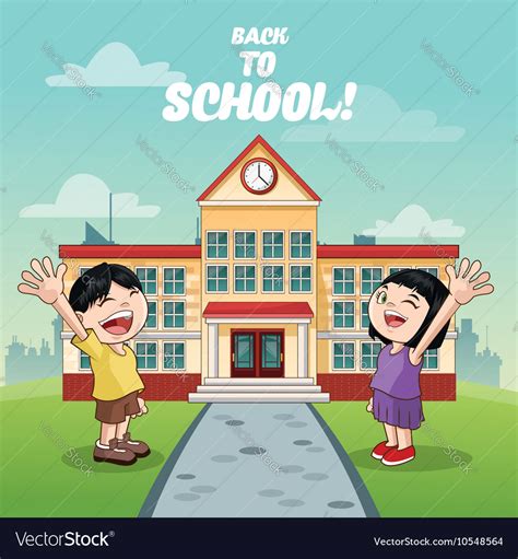 Kids and school building design Royalty Free Vector Image