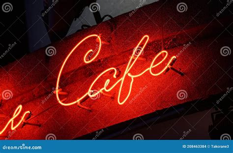 Night view stock photo. Image of sign, cafe, neon, outdoor - 208463384