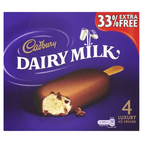 Cadbury Dairy Milk Luxury Ice Creams 4 x 100ml | Ice Cream Cones, Sticks & Bars | Iceland Foods