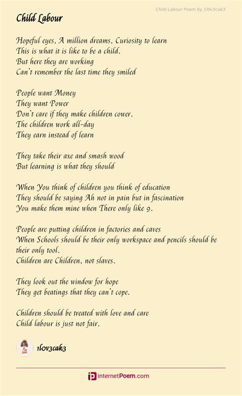 Famous Poems About Child Labour - Infoupdate.org