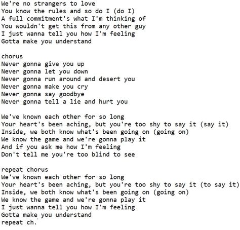 Rick Astley Never Gonna Give You Up Lyrics