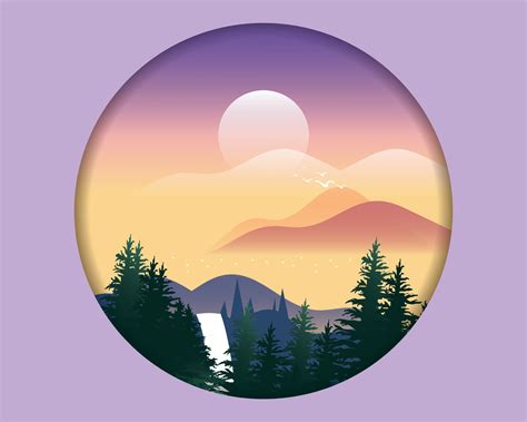 Mountain landscape vector, in circle sphere. Suitable for backgrounds ...