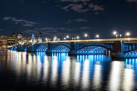 The Longfellow Bridge Lit up at Night Boston MA Photograph by Toby McGuire - Fine Art America