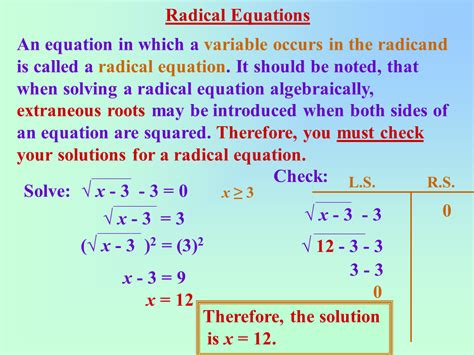 Radical Functions and Equations - Presentation Mathematics