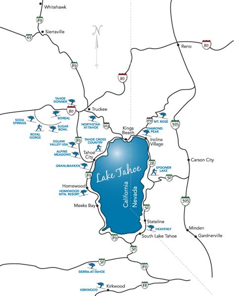 Lake Tahoe Ski Map - All Lake Tahoe Ski Resorts on one map.