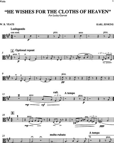 He Wishes for the Cloths of Heaven Clarinet 2 in A Sheet Music by Karl ...