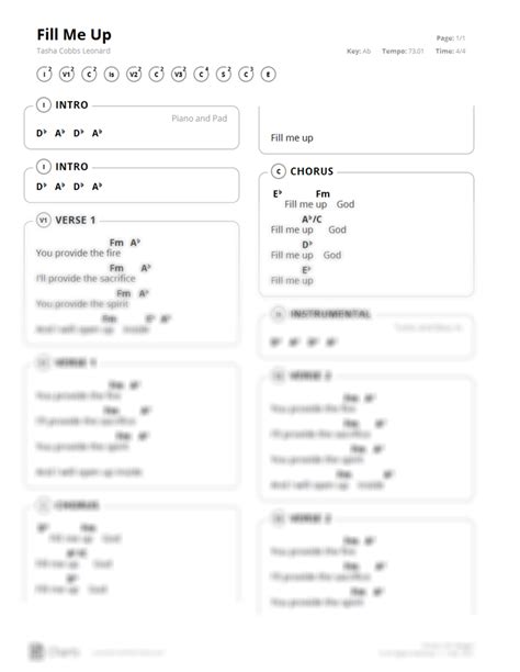 Fill Me Up Tasha Cobbs Chords - Sheet and Chords Collection