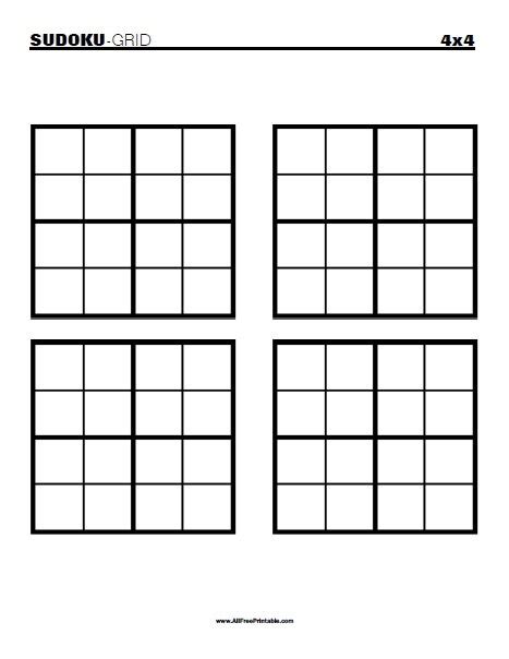 Blank 4×4 Sudoku Grid – Free Printable