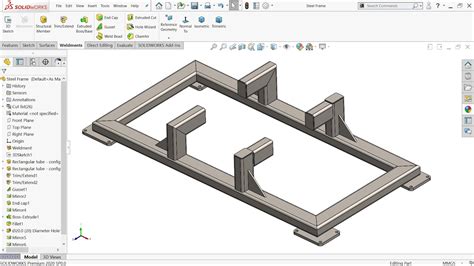 SolidWorks Weldments tutorial Structural member, Gusset, End Cap, Trim ...