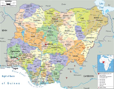 Detailed political and administrative map of Nigeria with all roads, cities and airports ...