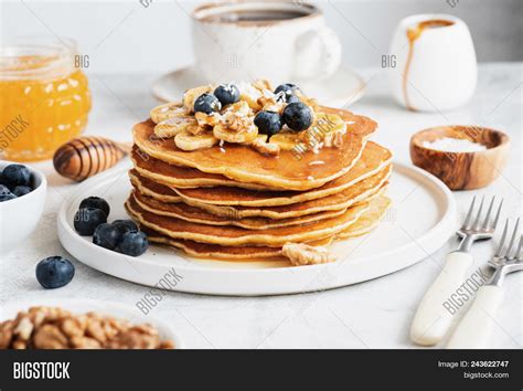 Pancakes Nuts, Honey Image & Photo (Free Trial) | Bigstock