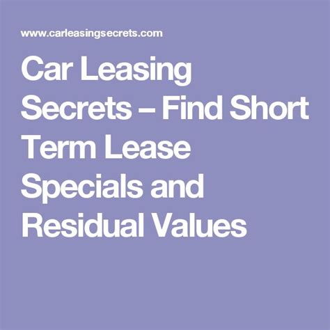 Car Leasing Secrets – Find Short Term Lease Specials and Residual Values | Lease specials, Car ...