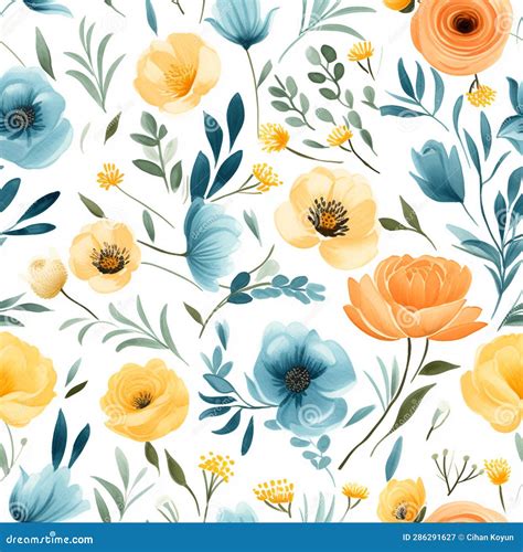 Whimsical Seamless Floral Wallpaper Stock Illustration - Illustration ...