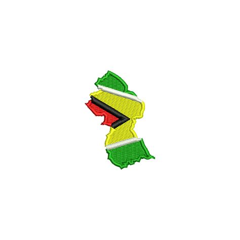 Guyana Flag Map | Foreign Country Digitized Embroidery Design | e4Hats ...