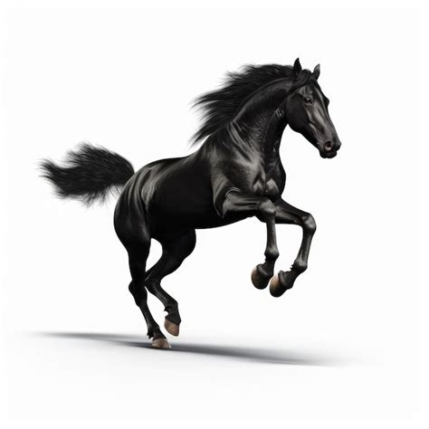 Premium AI Image | black horse 3d jump on white background generative AI