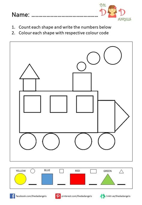 Train built of Shapes | Color worksheets, Basic concepts, Activities