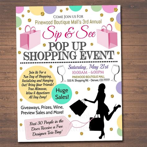 Sip & See Pop Up Shop Event Flyer - Editable Template | Pop up shop, Pop up shops, Pop up