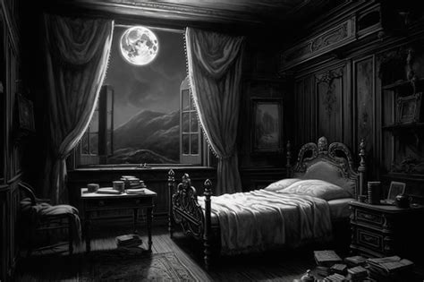 Premium AI Image | A room with a moon on the wall