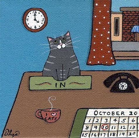 "office cat ~ in" - by S. Olga Linville from Cartoon Illustrative Work ...