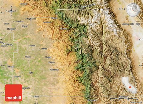 Satellite Map of Tulare County