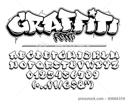 Graffiti vector font. Capital letters, numbers... - Stock Illustration [80666359] - PIXTA