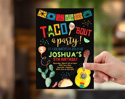 Taco 'bout a party Invitation FIESTA birthday invitation | Etsy