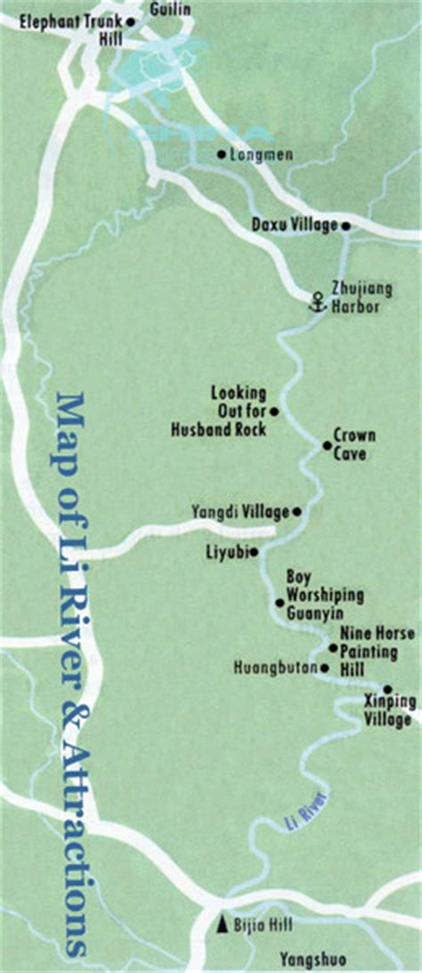 Li River and Attractions Map - Li Jiang River • mappery