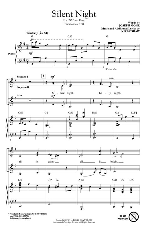 Silent Night Piano Sheet Music Free Printable This Silent Night Is A Free Image For You To Print ...