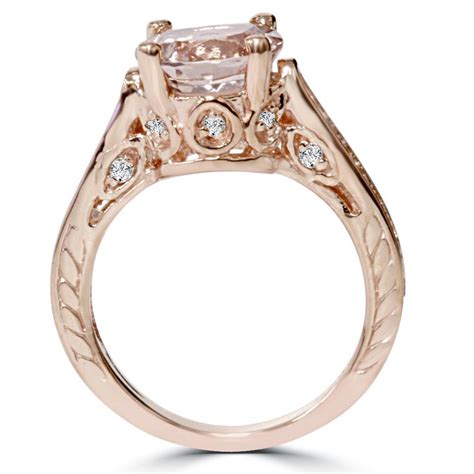 Morganite & Diamond Vintage Engagement Ring 2 Carat Antique 14K Rose ...