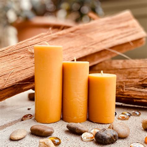 100% Pure Organic Beeswax pillar candles-Set of 3 beeswax pillar candles