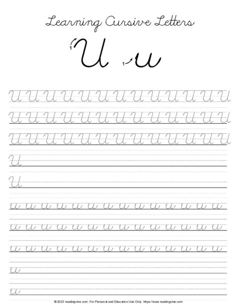 Cursive Writing - Letter U | ReadingVine.com