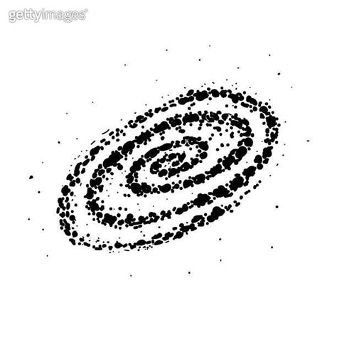 Simple black hole icon, asteroid belt, hand-drawn sketch of a doodle-style element. Space ...