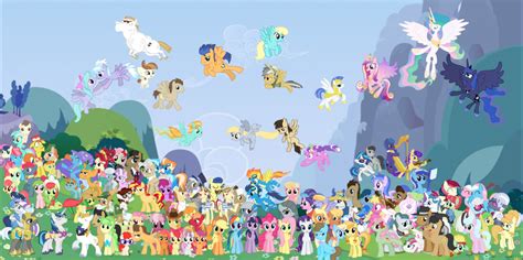 an image of many different colored ponies in the sky