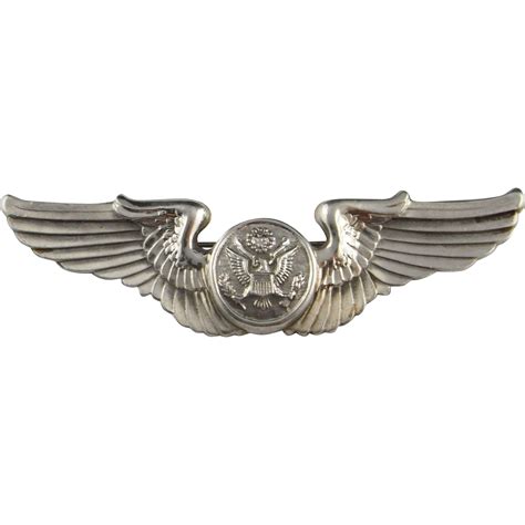 Pilots Wings Sterling Silver Pin Brooch Art Deco 925 Air Force Brooch from argentum on Ruby Lane