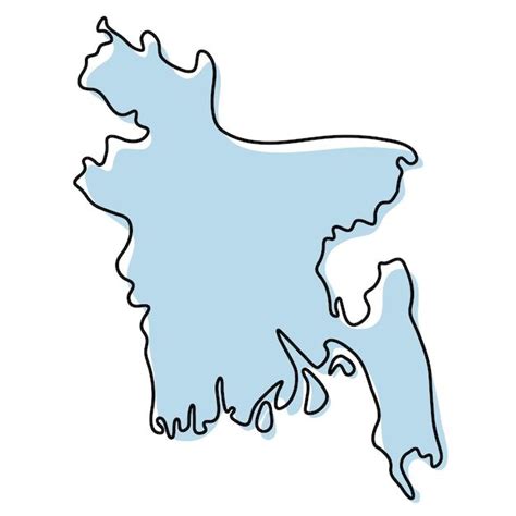 Premium Vector | Stylized simple outline map of bangladesh icon. blue ...