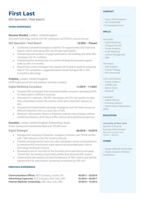 3 SEO Resume Examples for 2024 | Resume Worded