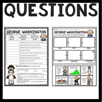 George Washington Biography Reading Comprehension Worksheet & Sequencing