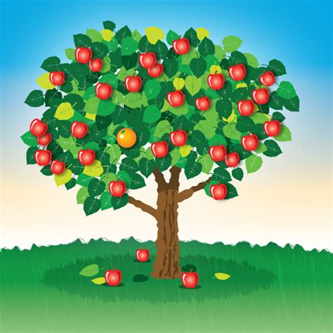 Apple Tree Cartoon - Fun and Playful Illustrations of Fruit-Bearing Trees