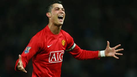 Happy Face Of Cristiano Ronaldo CR7 Is Wearing Red Sports Dress In Black Background HD Ronaldo ...