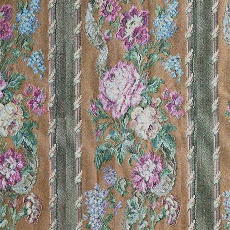 Tapestry Upholstery Fabric Floral Stripe Brown by DartingDogFabric