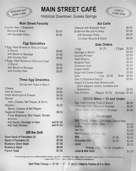 Main Street Cafe Eureka Springs Menu and Reviews | NWA Food