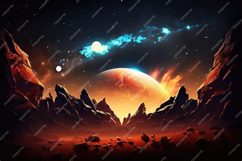 Premium AI Image | Space Background with Martian Landscape