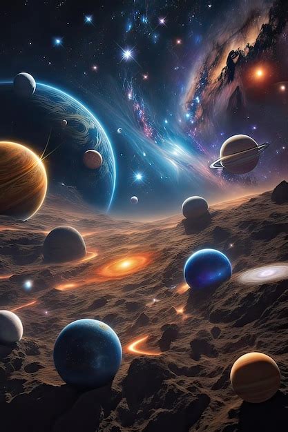 Premium Photo | Planets in deep space Science fiction art 3D rendering