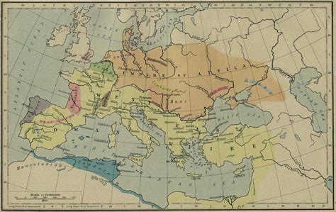 Map of Attila's Empire 450 AD